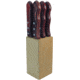 Utica Steak Knife Set, 4 partially serrated high carbon stainless blade, Brown wood handle, 75-840529B6