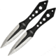 UZI Throwing Knife Set, Two 8in Overall, 3 1/2in Two-Tone Black Double Edge Blade, Black SS Handle, Black Nylon Sheath, UZK-TRW-TZP