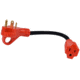 Valterra Mighty Cord 12in Adapter Cord w/ Handle - 30Am - 15Af, Carded, Red, A10-3015HVP