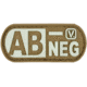 Vanquest Gear Blood Type AB- Negative - Glow In The Dark Patch, Coyote Tan, 9ZBLTY-ABNEG-CT-GITD
