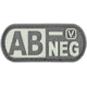 Vanquest Gear Blood Type AB- Negative - Glow In The Dark Patch, Wolf Gray, 9ZBLTY-ABNEG-WG-GITD