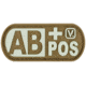 Vanquest Gear Blood Type AB Positive - Glow In The Dark Patch, Coyote Tan, 9ZBLTY-ABPOS-CT-GITD