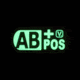 Vanquest Gear Blood Type AB Positive - Glow In The Dark Patch, Wolf Gray, 9ZBLTY-ABPOS-WG-GITD