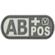 Vanquest Gear Blood Type AB Positive - Glow In The Dark Patch, Wolf Gray, 9ZBLTY-ABPOS-WG-GITD