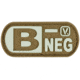 Vanquest Gear Blood Type B- Negative - Glow In The Dark Patch, Coyote Tan, 9ZBLTY-9BNEG-CT-GITD