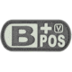 Vanquest Gear Blood Type B Positive - Glow In The Dark Patch, Wolf Gray, 9ZBLTY-9BPOS-WG-GITD