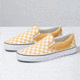 Vans Classic Checkerboard Slip-On Shoes, Ochre/True White, 5, VN0A38F7QCP-CB-O/TW-5