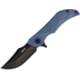 VDK Knives Talisman Linerlock Folding Knife, 3.25" black stonewash finish D2 tool steel blade, Blue G10 handle, Extended tang, VDK028
