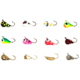 Vexan 12-Pack Tungsten Ice Fishing Jigs, Black, White/Green/Pink/Red/Gold/Silver Glow &amp; Mul, 0.8g, 4mm, GlowMC14HK