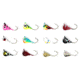 Vexan 12-Pack Tungsten Ice Fishing Jigs, Pink/Yellow/White/Blue/Wonderbread/Black/Red/Gold/, 0.8g, 3mm, GLOWMC3MM