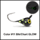 Vexan T-VEX Tungsten ICE Fishing Jigs 0.8g-16, Blk/Chart GLOW, 0.8g, TVTD-0.8g-11