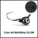 Vexan T-VEX Tungsten ICE Fishing Jigs 1.1g-10-4, Black/White GLOW, 1.1g, TVTD-1.1g-10-4 W