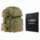 Vism 2911 Series Tactical Backpack with Ballistic Soft Panel-Rectangle Cut 10in X12in, Green w/Tan Trim BSCBGT2911-A