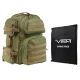 Vism 2911 Series Tactical Backpack with Ballistic Soft Panel-Rectangle Cut 10in X12in, Green w/Tan Trim BSCBGT2911-A