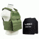 Vism 2924 Series Plate Carrier Vest includes two BSC1012 Soft Ballistic Panels - Shooters Cut 10in X12in, Green BPCVPCV2924G-A