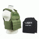 Vism 2924 Series Plate Carrier Vest includes two BSC1012 Soft Ballistic Panels - Shooters Cut 10in X12in, Green BSCVPCV2924G-A