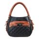 Vism Concealed Carry Quilted Hobo Meduim Bag, Black w/Brown Trim, BWD002