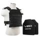 Vism Fast Plate Carrier w/2 10x12in Level III and PE Shooters Cut Hard Ballistic Plates, Black, BPCVPCF2995B-A