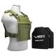 Vism Fast Plate Carrier w/2 10x12in Level III and PE Shooters Cut Hard Ballistic Plates, Green, BPCVPCF2995G-A