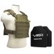 Vism Fast Plate Carrier w/2 10x12in Level III and PE Shooters Cut Hard Ballistic Plates, Tan, BPCVPCF2995T-A