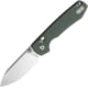 Vosteed Raccoon Crossbar Lock Folding Knife, 3.25in, 14C28N, Satin Drop Point Blade, Green Micarta Handle, RCCB32VTMN