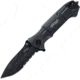 Walther Black Tac Linerlock Folding Knife, Black aluminum handle, 5.0715-US