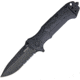 Walther BTK 2 Tac Linerlock Folding Knife, 4.75in Closed, 3.25in Black Partially Serrated 440C SS Drop Point, Black Nylon Handle, Glass Breaker, Pocket Clip, Black Nylon Belt Sheath, Black, 5.0786-US