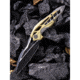 We Knife Co Ltd Arrakis Framelock Folding Knife, 4.5in Closed, 3.5in M390 SS Blade, Gold And Silver Titanium Handle, Black Stonewash And Satin Blade, Black Nylon Zippered Case, Gold and silver, 906A