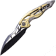 We Knife Co Ltd Arrakis Framelock Folding Knife, 4.5in Closed, 3.5in M390 SS Blade, Gold And Silver Titanium Handle, Black Stonewash And Satin Blade, Black Nylon Zippered Case, Gold and silver, 906A