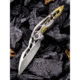 We Knife Co Ltd Arrakis Framelock Folding Knife, 4.5in Closed, 3.5in Satin Bohler M390 SS Blade, Gold And Silver Titanium Handle, Pocket Clip, Black Nylon Zippered Storage Case, Gold and silver, 906C