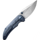 We Knife Co Ltd Riff-Raff Blue Folding Knife, 4.13in Closed, 3.13in Satin CPM-20CV Stainless Steel Blade, Blue Stonewash Titanium Handle, Nylon Case, WE22020B-2