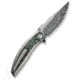 We Knife Co Ltd Weknife Quinseris Flipper &amp; Thumb Stud Knife Crystalized Silver Titanium Handle With Jungle Wear Fat Carbon Fiber Inlay 3.96inch Fafnir Damasteel Blade We23093-ds1 - WE23093-DS1