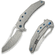 We Knife Co Ltd Weknife Epaulette Flipper &amp; Thumb Hole Knife Diamond Patterned Polished Bead Blasted Titanium Handle 3.45inch Polished Bead Blasted Bohler M390 Blade We24024-3 - WE24024-3