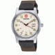 Wenger Swiss Military Classic Field Watch - Mens Large Black Dial w/ Brown Leather Strap 72803