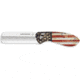 Whiskey Bent Knives Catch Pin Lock Patriot 2.91in Folding Knife, Satin Blade, Castrating, Acrylic Handle, WB65-01