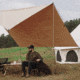 White Duck Sunshade Tarp 330 w/ Poles, 13ft x 13ft/4 x 4 m, SS-4x4-WR