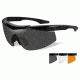 Wiley X Talon Sunglasses - 3 Lens Package, 1 Matte Black Frame w/Smoke Grey,Clear,Light Rust Lens, CHTLN2