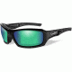 Wiley X WX Echo Sunglasses - Polarized Emerald Mirror w/ Amber Tint Lens / Gloss Black Frame CCECH04