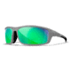 Wiley X WX Grid Sunglasses, Matte Cool Grey Frame, Captivate Pol Green Mirror Lens, CCGRD07