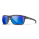 Wiley X WX Kingpin Safety Sunglasses, Matte Graphite Frame, Captivate Pol Blue Mirror Lens, ACKNG19