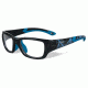 Wiley X Youth Force Flash Sunglasses,Matte Black w/Lightning/Electric Blue,Clear Lens YFFLA04