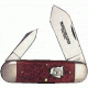 Winchester Knives 4 1/2in, 2 Blade Rope Sunfish Pattern w/ Burnt Orange Bone Handle, Buffalo Head Shield W 18 29110 BH