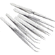 Steelex 6 Pc. Stainless Steel Tweezers Set, 5in. to 6.75in. Long D3288