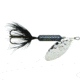 Wordens Rooster Tail In-Line Spinner, 2 1/4in, 1/8 oz Treble Hook, Hammered Silver Black, 208-HSBL