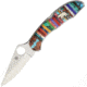 Yellowhorse Custom Spyderco Bear Folding Knife,3in,Standard Edge,Satin,Stone and Wood Handle YH246