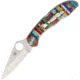 Yellowhorse Custom Spyderco Eagle Folding Knife,3in,Standard Edge,Satin,Stone and Wood Handle YH247