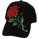 Zan Headgear 3-D Embroidered Black Cap Rose CPA129