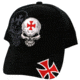 Zan Headgear 3-D Embroidered Black Cap Skull w/Maltese Cross CPA132