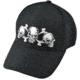Zan Headgear 3-D Embroidered Black Cap Three Skulls CPA138