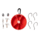 Zebco Catfish Fishing Tackle Dial Pack, 10 Total Pieces, Hooks, Sinkers, Swivels, Treble Hooks, 360-Degree Rotating Carabiner, Rotating Locking Clear Plastic Lid, Red, ZCTFSHDIALPACK.CP4